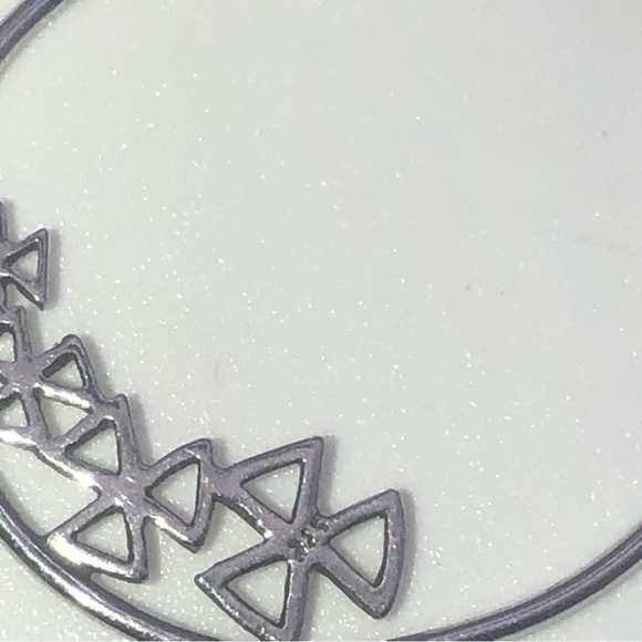 STERLING Silver Geometric Triangle Flower Threader Hoop Earrings 1.3” - Picture 6 of 8